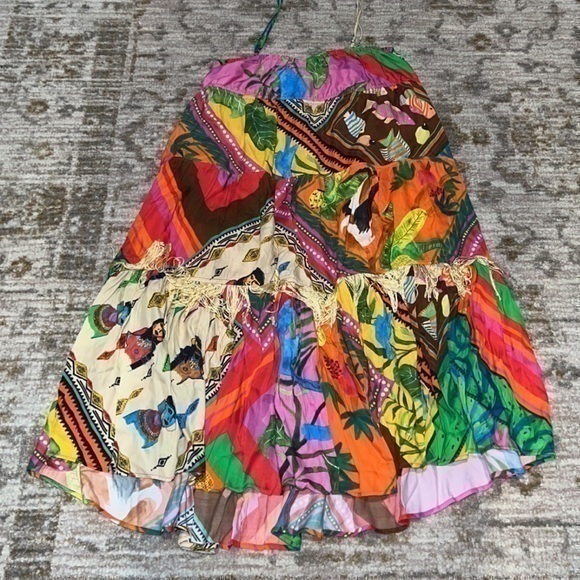 NEW Anthropologie x Farm Rio Palila Fringe Multicolored Midi Dress Medium - Picture 7 of 10